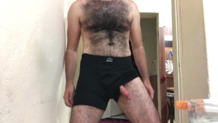 Hard perfect hairy body solo guy I ejaculate by fucking my hand