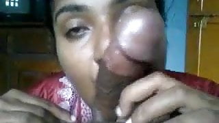 Indian maid hot sucking hubby’s cock